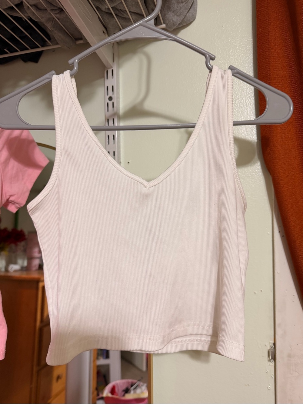 & Other Stories Pale Pink Ribbed V-Neck Tank Top